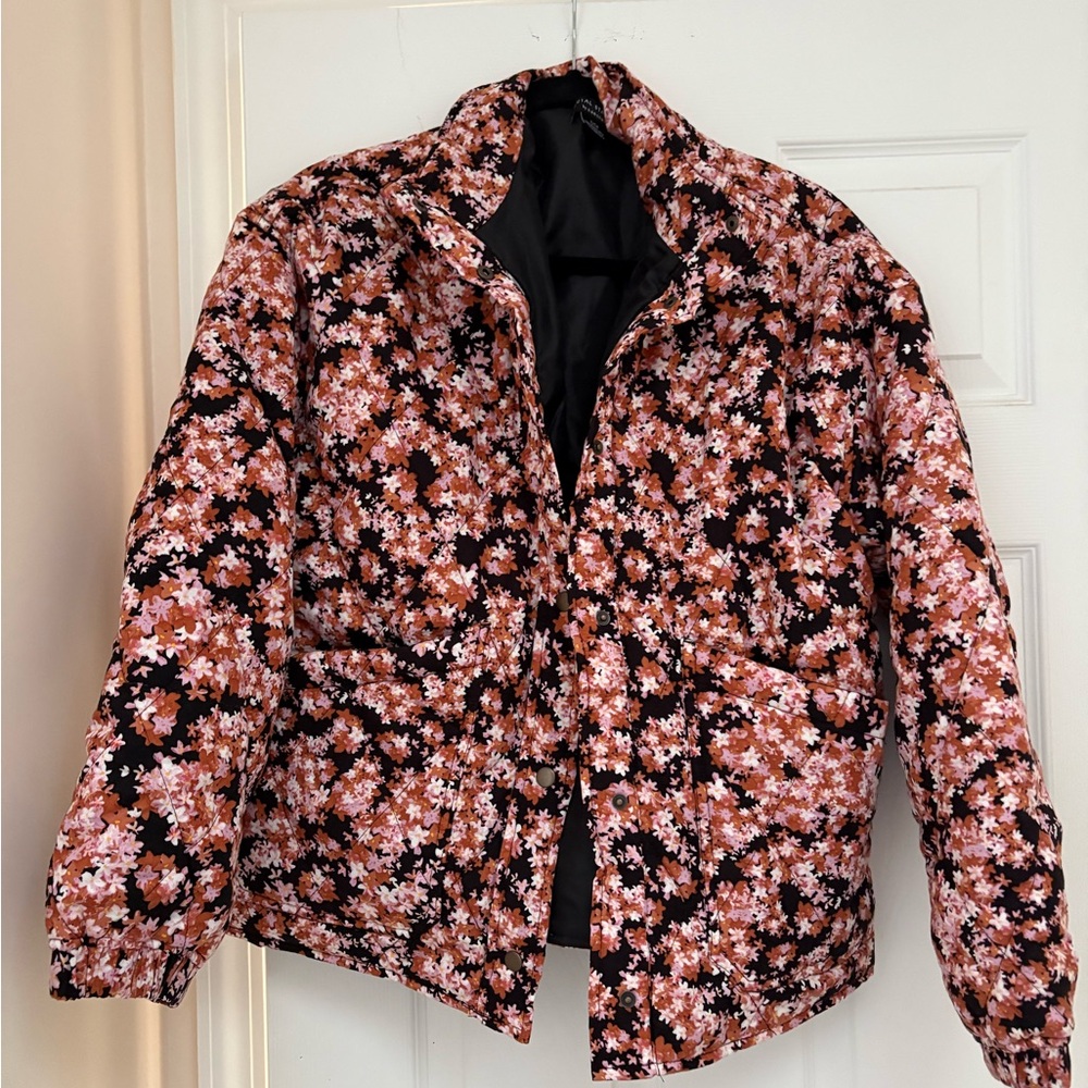 Black/Pink Floral Quilted Jacket